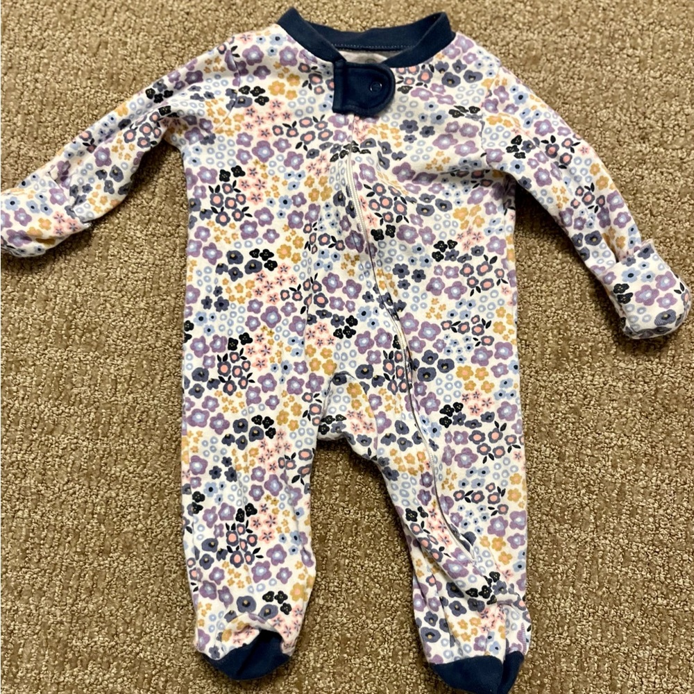Honest Baby Girls’ Meadow Floral Organic Cotton Sleep n Play Newborn Size